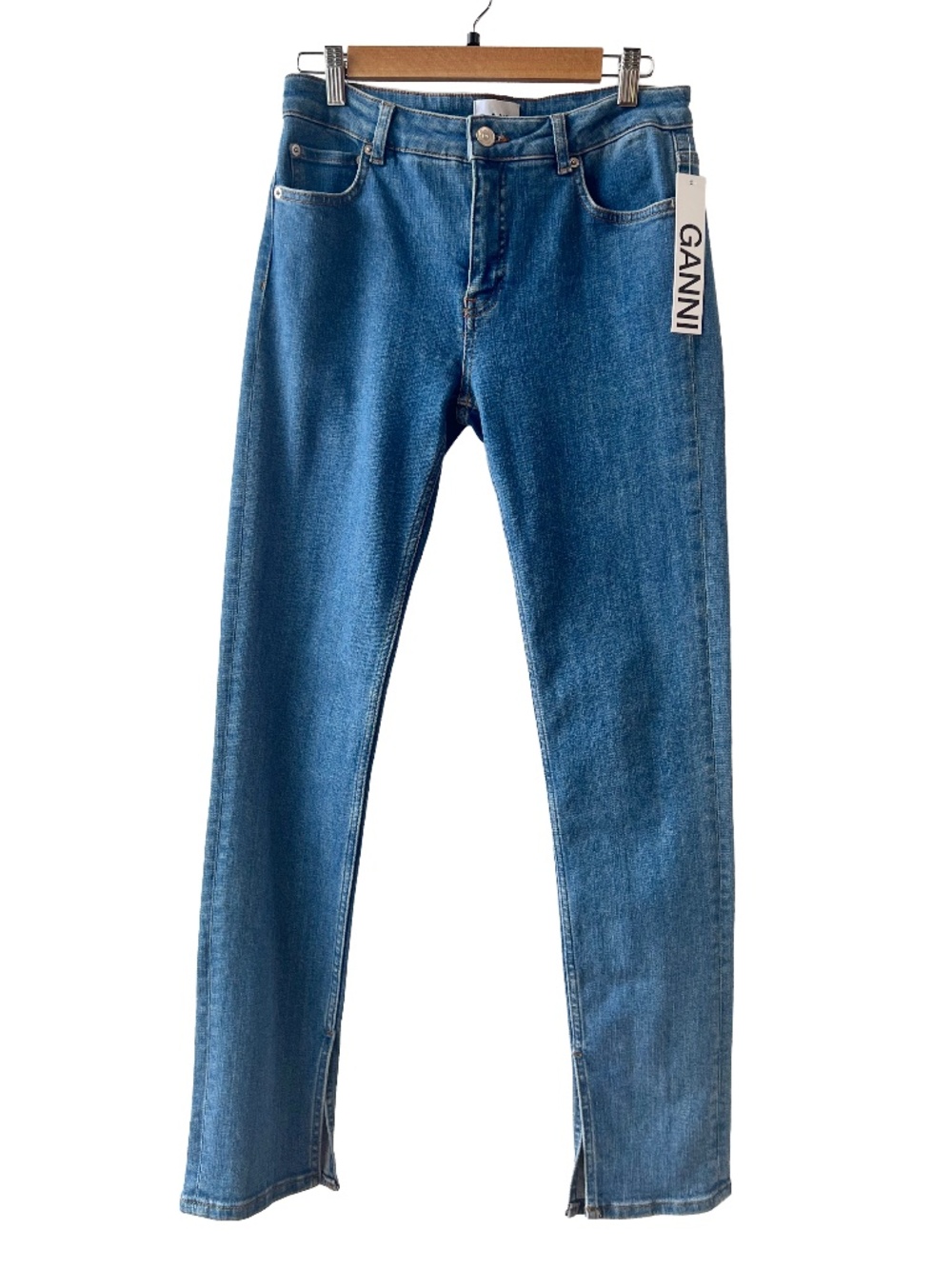 Ganni Jeans NWT Slim Slit Leg High Waisted Designer Denim Jeans / 30W